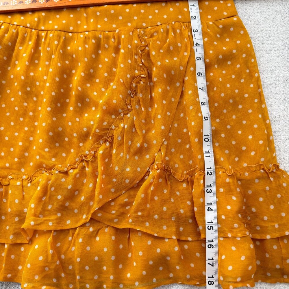 Sezane Carolina Mustard Yellow Polka Dot Ruffled Mini Skirt Size 46 NWOT - Picture 10 of 12